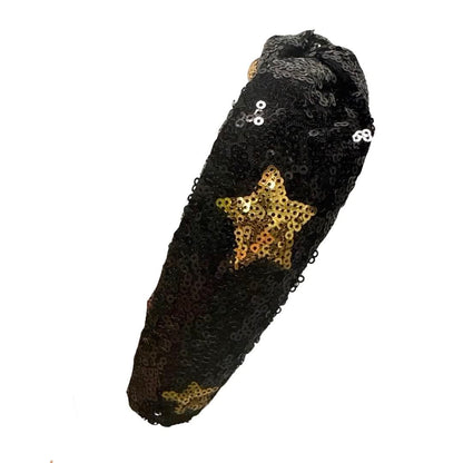Black & Gold Sequin Star Headband