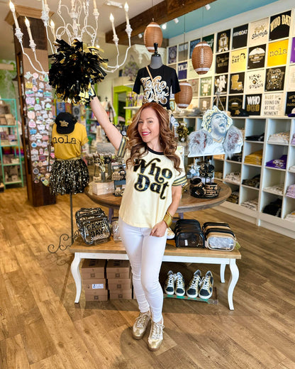 Who Dat Sequin Stripe Sleeve Top
