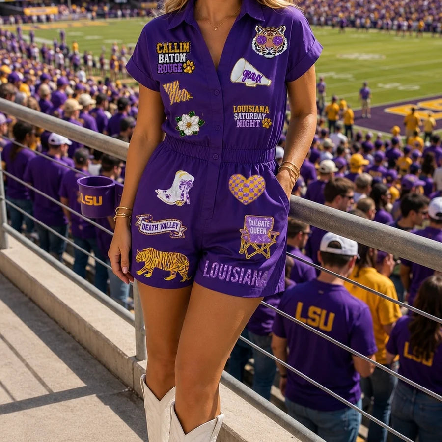 Purple & Gold Game Day Romper