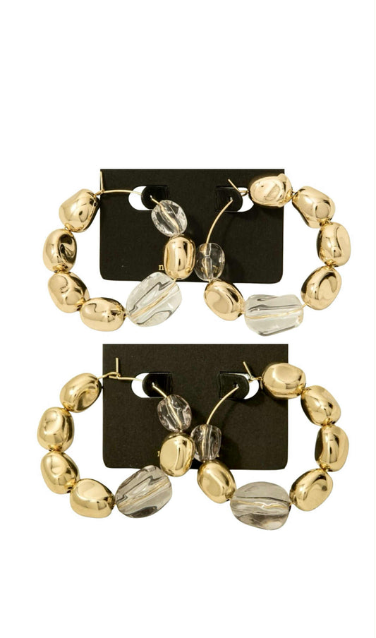 Abstract Acrylic Bead Hoop Earrings