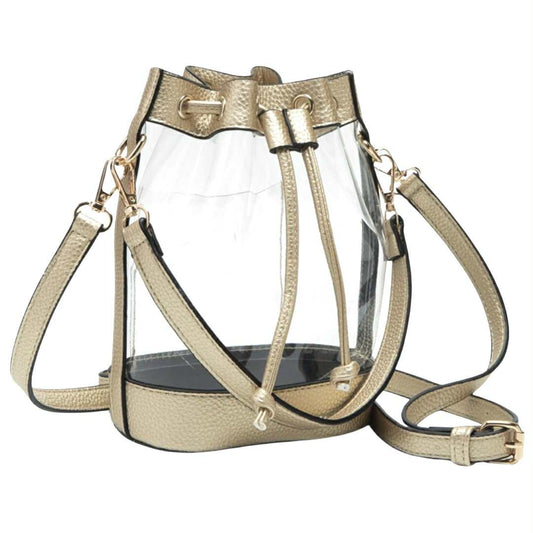 Clear Bucket Bag, Gold