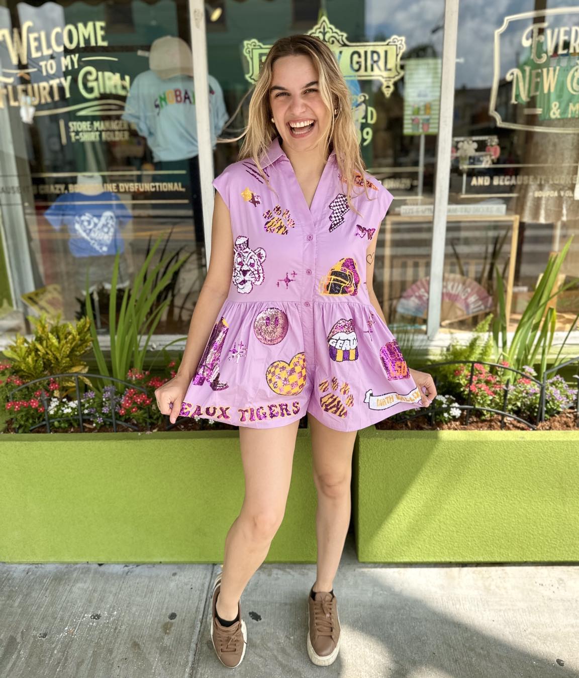 Purple & Gold Sequin Romper