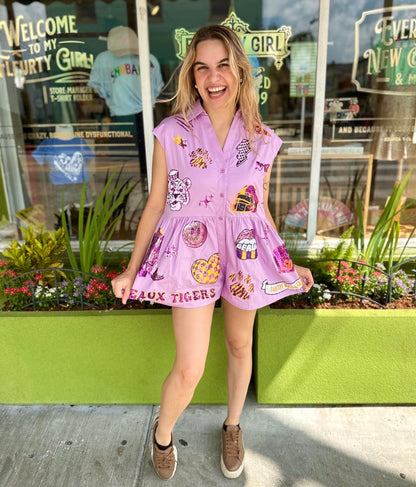 Purple & Gold Sequin Romper