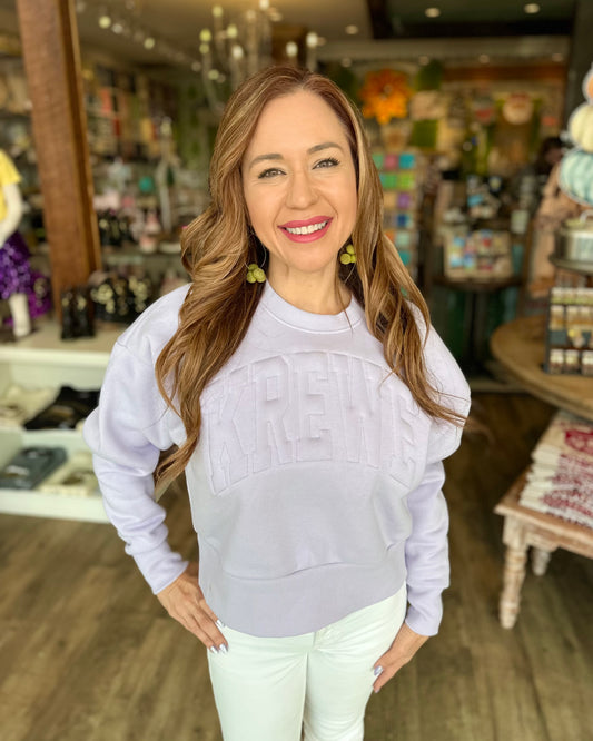KREWE Reverse Embroidery Puff Cropped Sweatshirt
