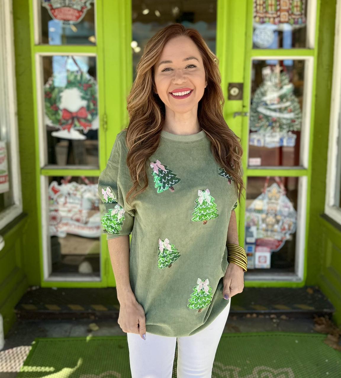 Sequin Tree Corduroy Sweatshirt