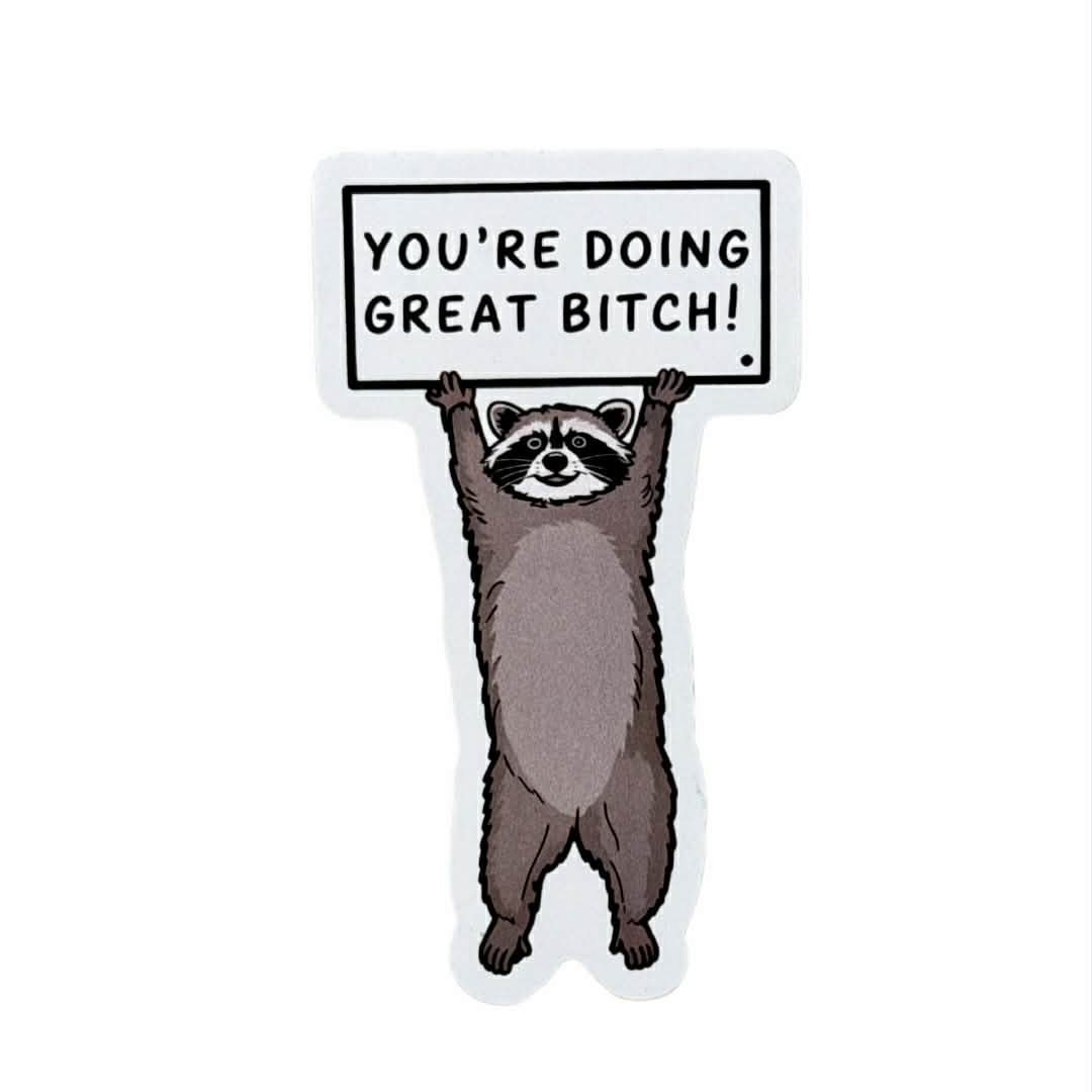 You're Doing Great Raccoon Sticker – Fleurty Girl