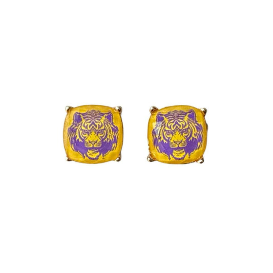 Tiger Head Acrylic Stud Earrings