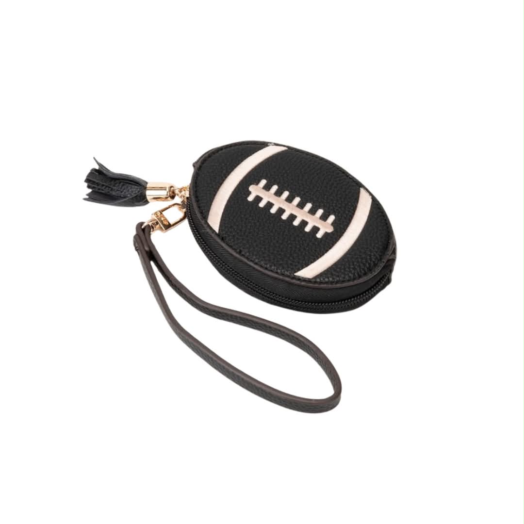 Football Coin Purse, Black & Gold