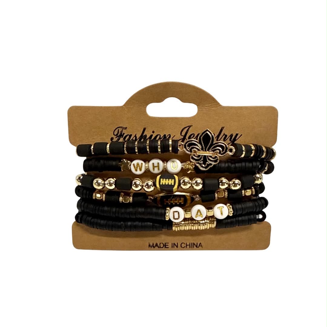 Who Dat Stacked Beaded Bracelet Set
