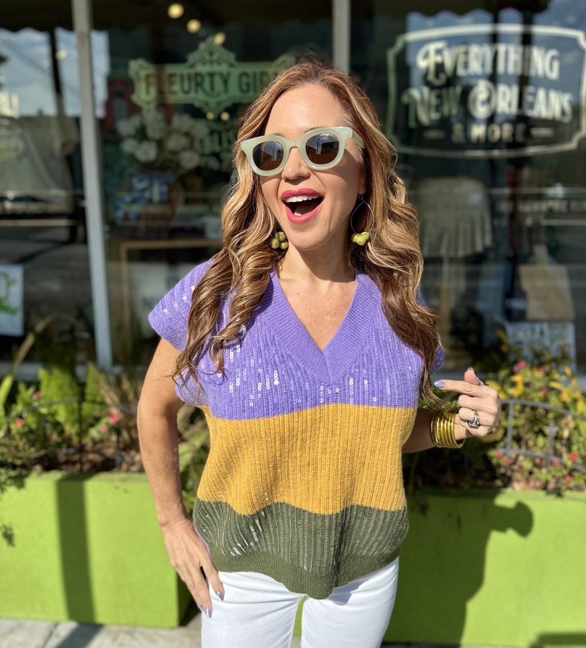 Purple Green & Gold Sequin Sweater Vest