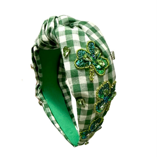 Gingham Shamrock Headband
