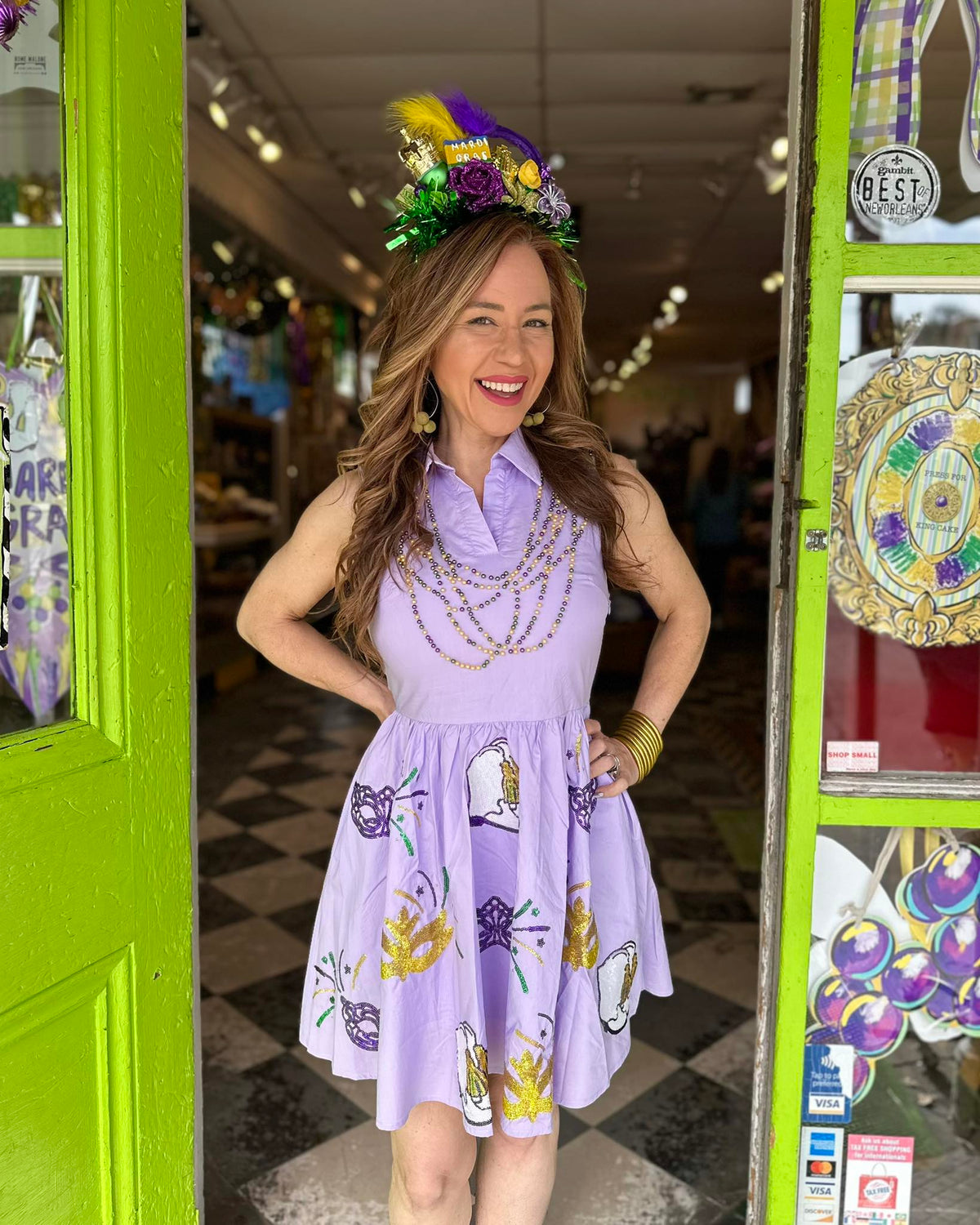 Mardi Gras Beads & Boots Dress