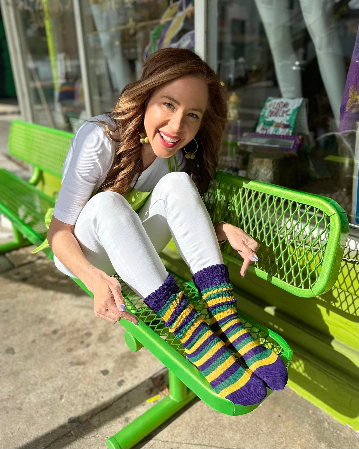 Mardi Gras Tri Color Slouch Socks
