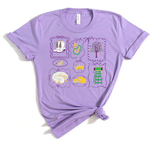 Mardi Gras Icon Bow Frames Tee