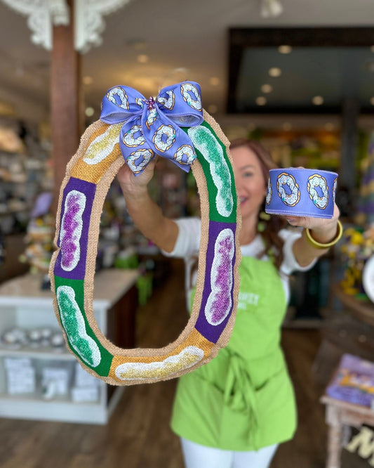 Burlap King Cake Door Hanger