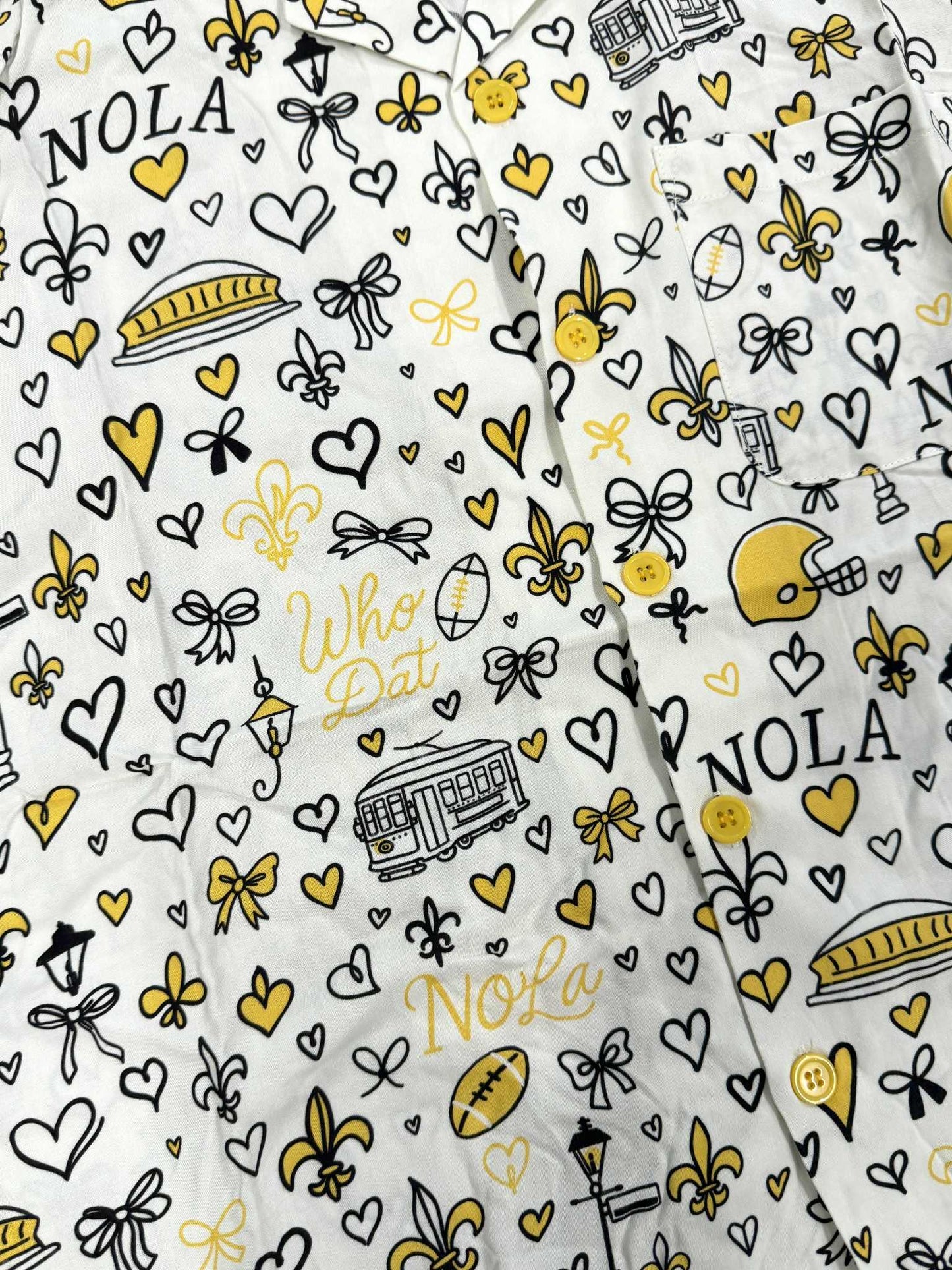 Who Dat Icons Beige Button Down