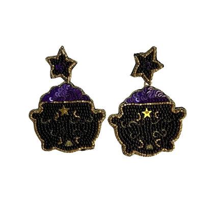 Beaded Cauldron Earrings