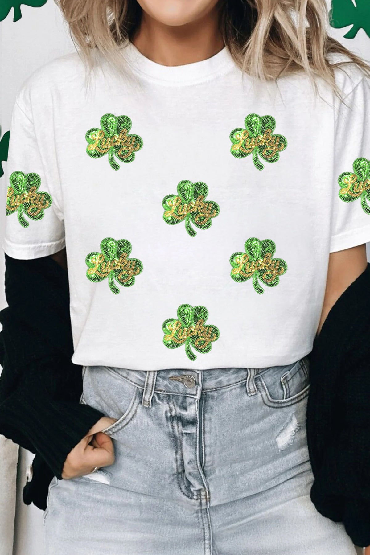 Lucky Shamrock Sequin Tee