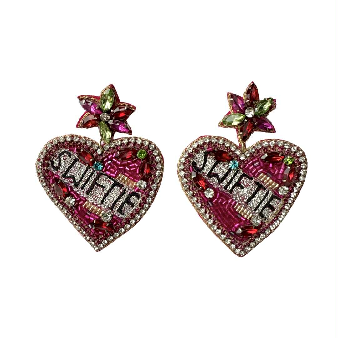 Bejeweled Heart Dangle Earrings