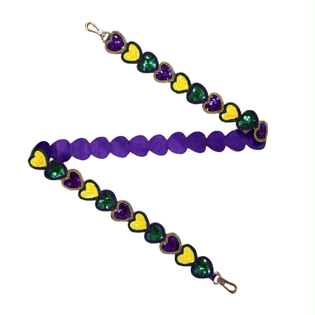 Mardi Gras Hearts Purse Strap