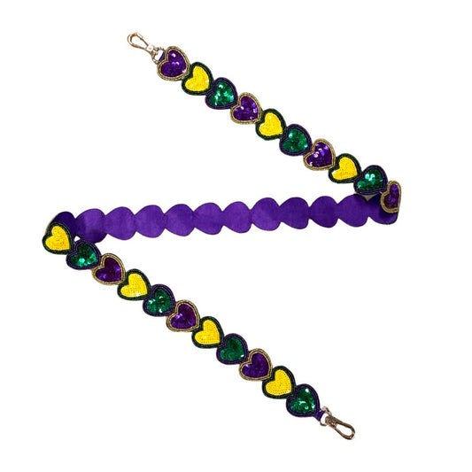 Mardi Gras Hearts Purse Strap