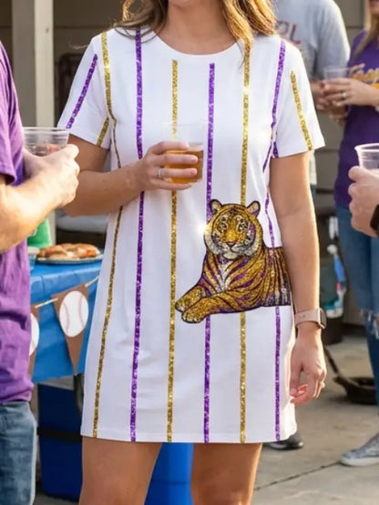 Tiger Wrap Sequin Dress