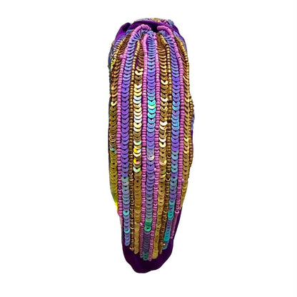 Iridescent Sequin Stripe Headband, Purple & Gold