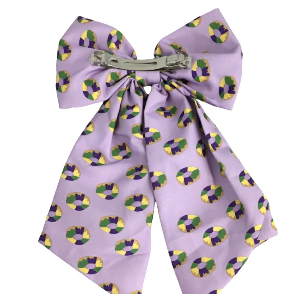 Purple King Cake Bow Barrette