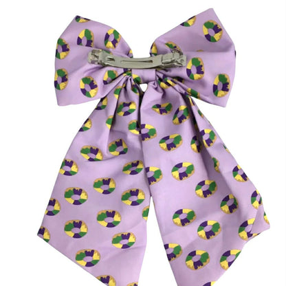 Purple King Cake Bow Barrette