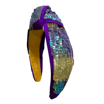 Iridescent Color Block Headband, Purple & Gold