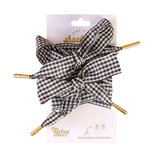 Game Day Gingham Shoelaces, Black