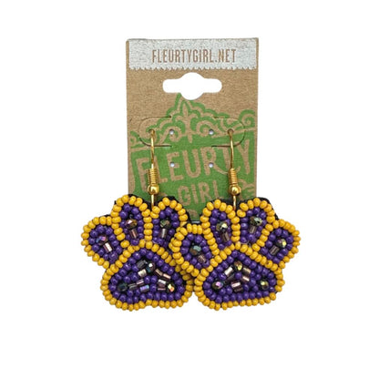 Paw Print Beaded Earrings