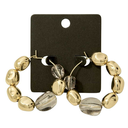 Abstract Acrylic Bead Hoop Earrings
