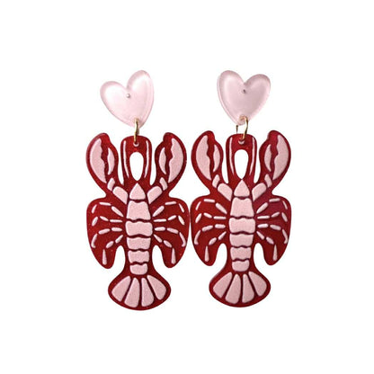 Crawfish Heart Acrylic Earrings