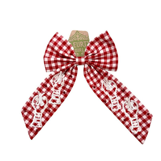 Crawfish Gingham Hair Bow
