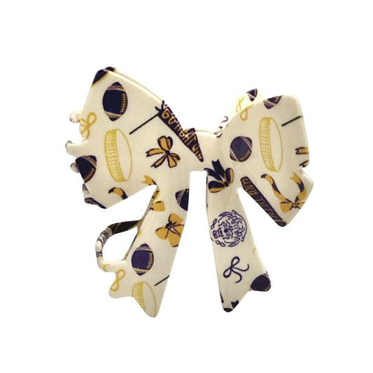 Football Icon Bow Claw Clip, Purple & Gold