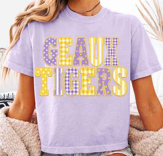 Geaux Tigers Patchwork Crop Tee