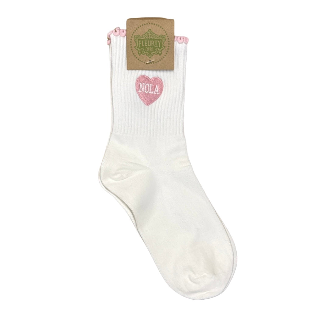NOLA Heart Ruffle Socks