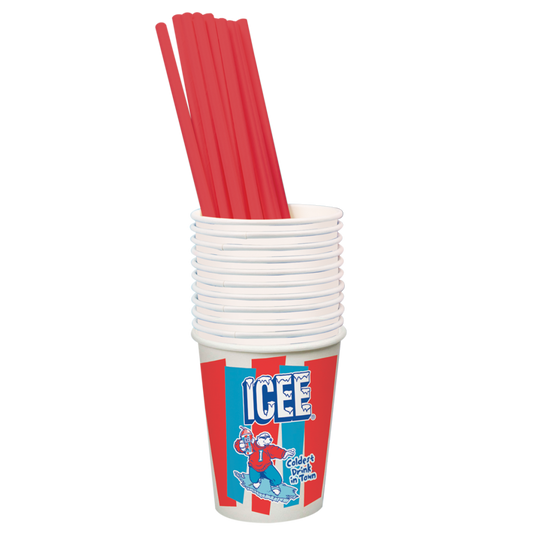 Icee Paper Cups & Straw Set