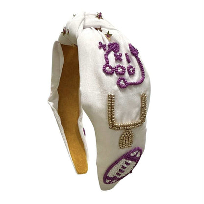 Game Day Icons Beaded Headband, Purple & Gold