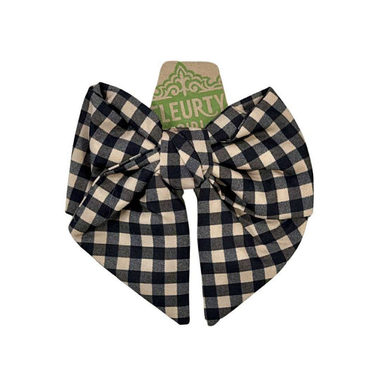 Black & Gold Plaid Hair Bow