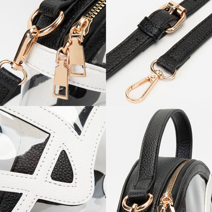 Helmet Clear Purse, Black & Gold