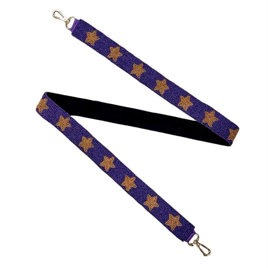 Beaded Star Purse Strap, Purple & Gold