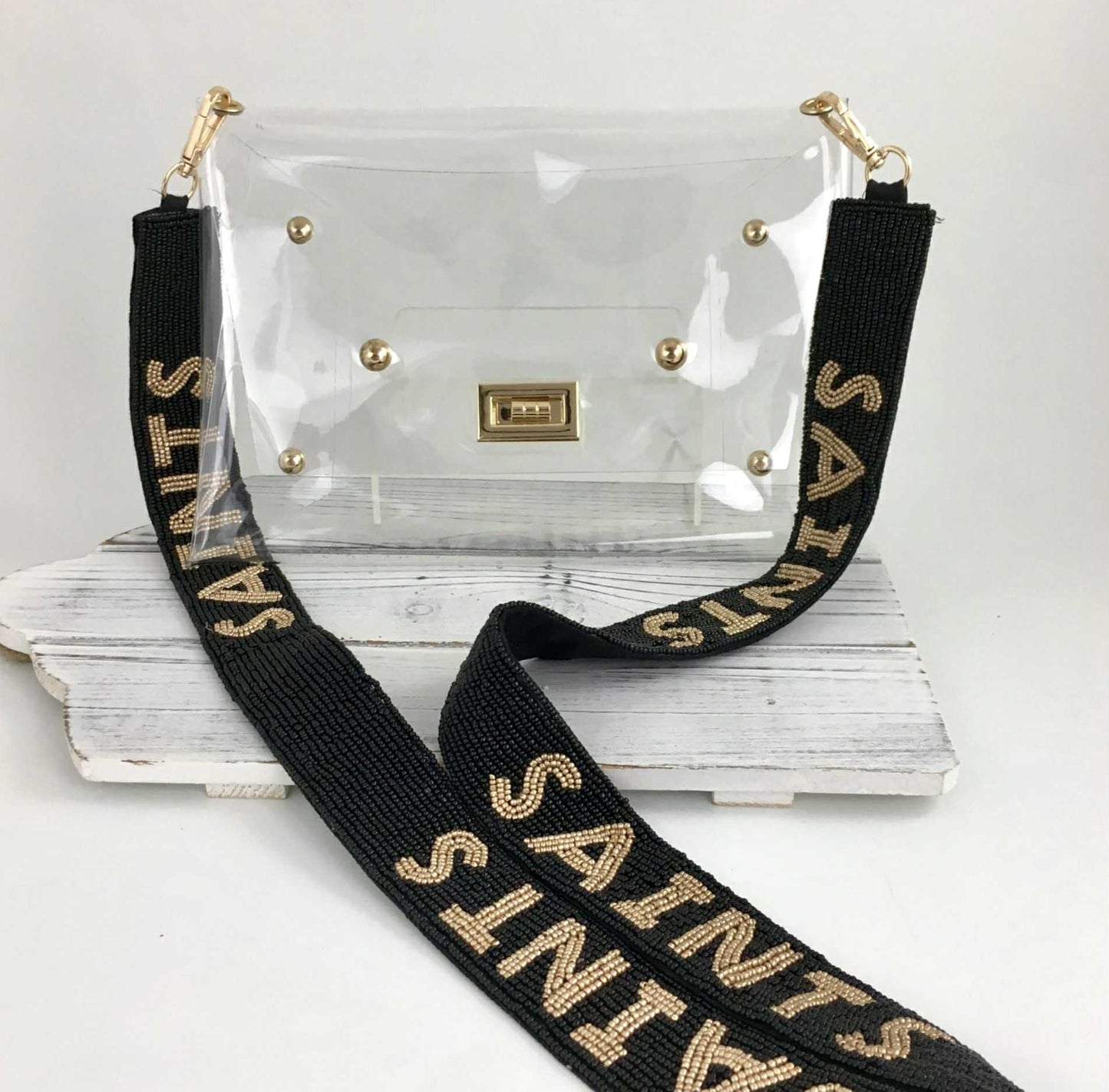 Clear Bag with Saints Strap