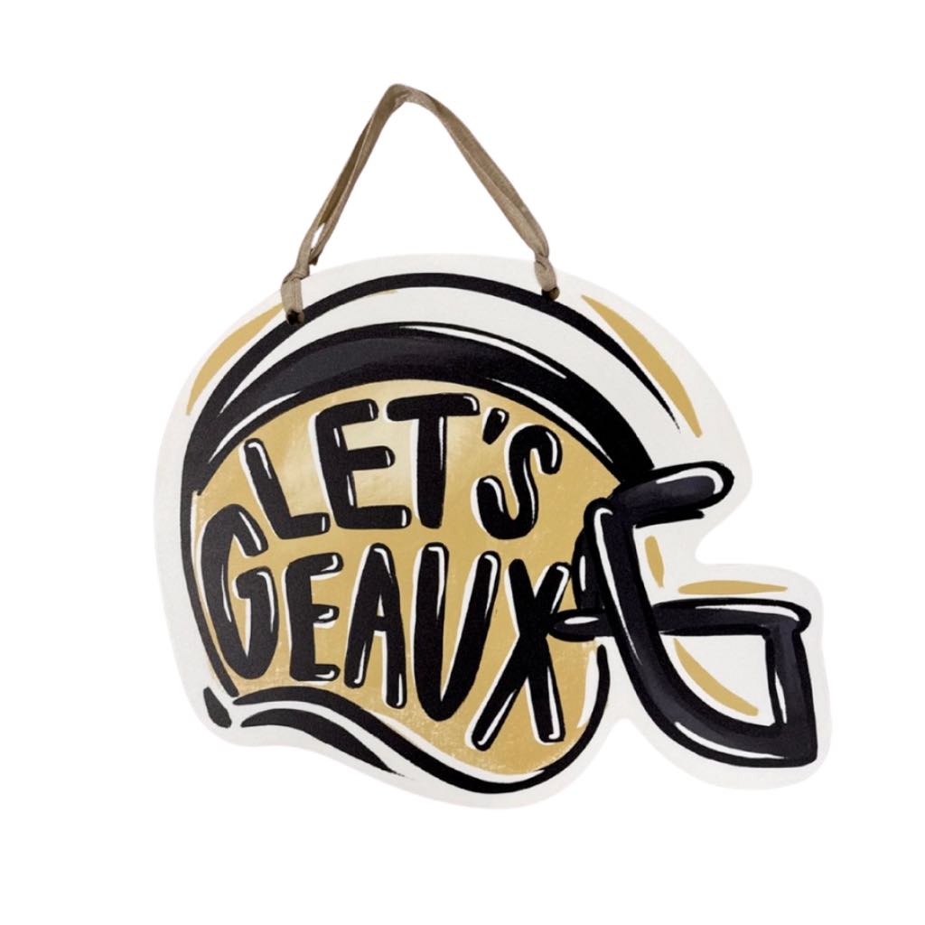 Let's Geaux Helmet Door Hanger, Black & Gold