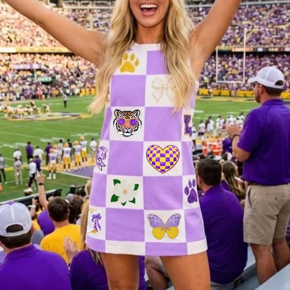 Tiger Sequin Patch Tank Dress