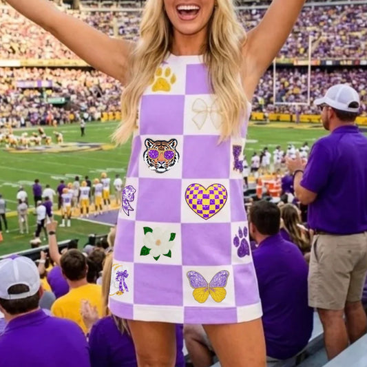 Tiger Sequin Patch Tank Dress