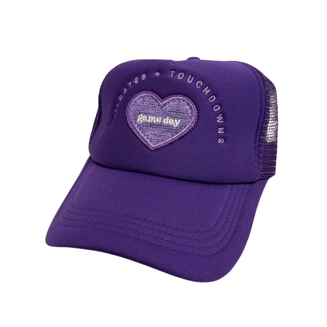 Tailgates + Touchdowns Trucker Hat, Purple