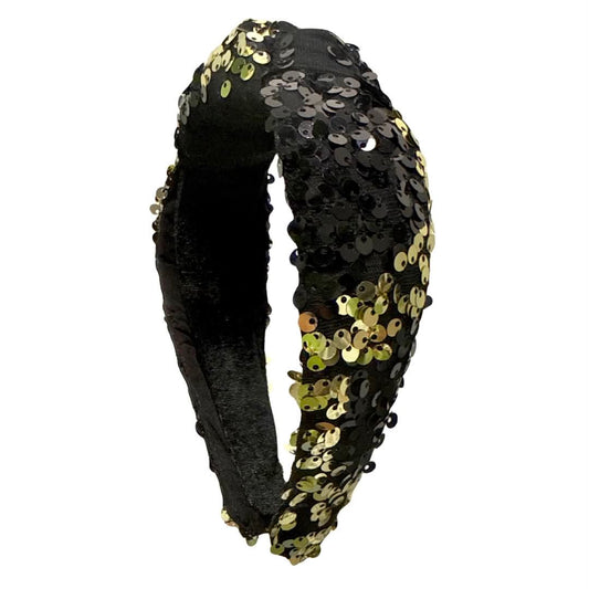 Black & Gold Sequin Swirl Headband