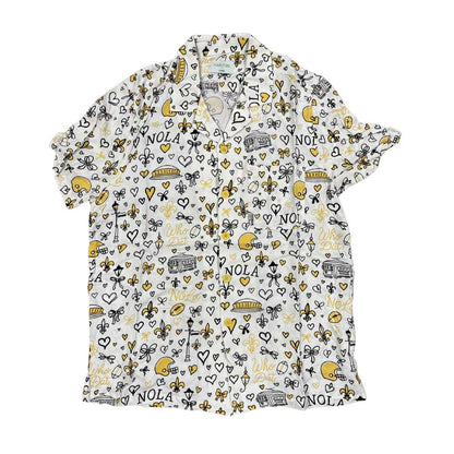 Who Dat Icons Beige Button Down